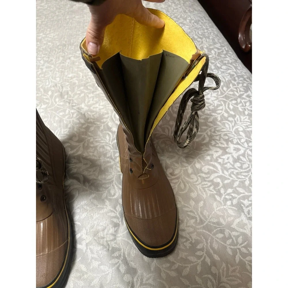 Weather Spirits Mens Insulated Waterproof Rubber Boots Steel Shank Brown Size 13